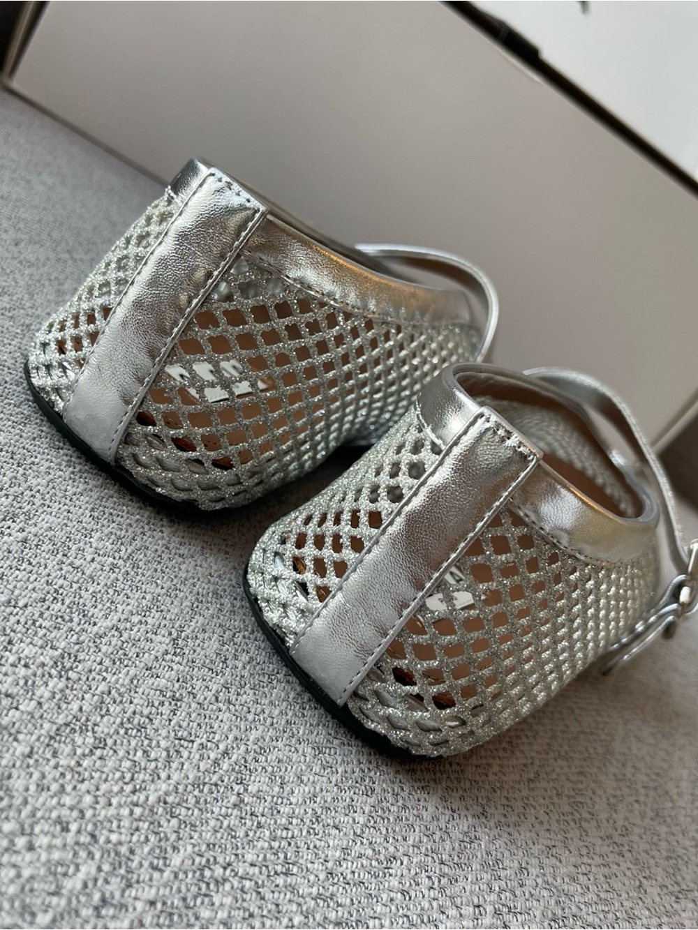 Alaia Silver Mesh Mary Jane Flats with Buckle - Picture 7 of 8